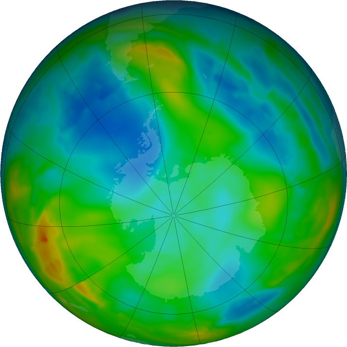 Antarctic ozone map for 01 July 2011